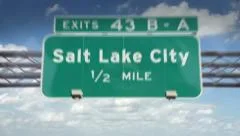 A Highway/Interstate sign going into the city of Salt Lake City, Utah
