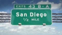 A Highway/Interstate sign going into the city of San Diego, California