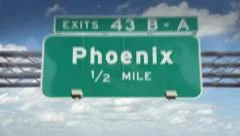 A Highway/Interstate sign going into the city of Phoenix, Arizona