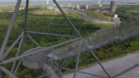 02.08.2025: Bottrop Tetraeder Steel Frame and Sky Aerial Germany Vídeo Stock 336444553