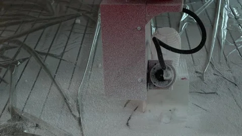 021 production of a 3d model of the head made of foam on a five-axis cnc mac Stock Footage 154897008