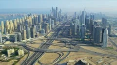Aerial view Dubai Sheikh Zayed Road 