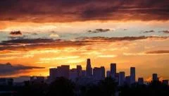Los Angeles city skyline sunrise timelapse