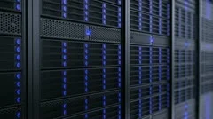 Data network center servers. Cloud computing, e-commerce upload download data.