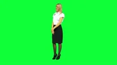 Young Caucasian Businesswoman Virtual Green Screen Environment