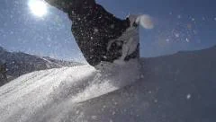 SLOW MOTION: Snowboarding jumping on a kicker