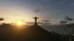 Christ the Redeemer at Sunset, Rio de Janeiro, camera panning