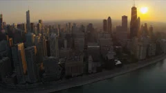 Aerial view Chicago skyline, waterfront, Chicago, USA