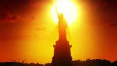 Statue of liberty at sunrise