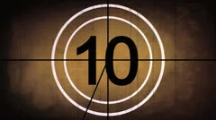 Countdown Leader Graphic 10 - 0, With Film Burn & Rolling Effect, Sepia HD