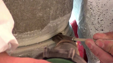 0237 Plastic welding in a piping factory Stock Footage 35755899