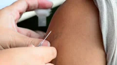 closeup of injection vaccine