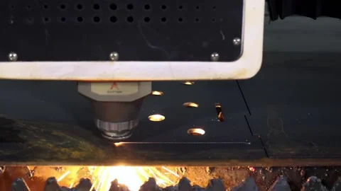 024 cutting sheet metal on a laser cnc machine Stock Footage 155306281