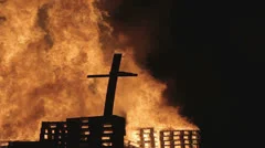 isis burning down christian cross 1920x1080, 1080p