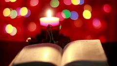 Christmas candle and Bible