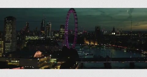 025 Twilight Night Ariel View over the River Thames towards London Eye Beau.. Stockbeeldmateriaal 321402226