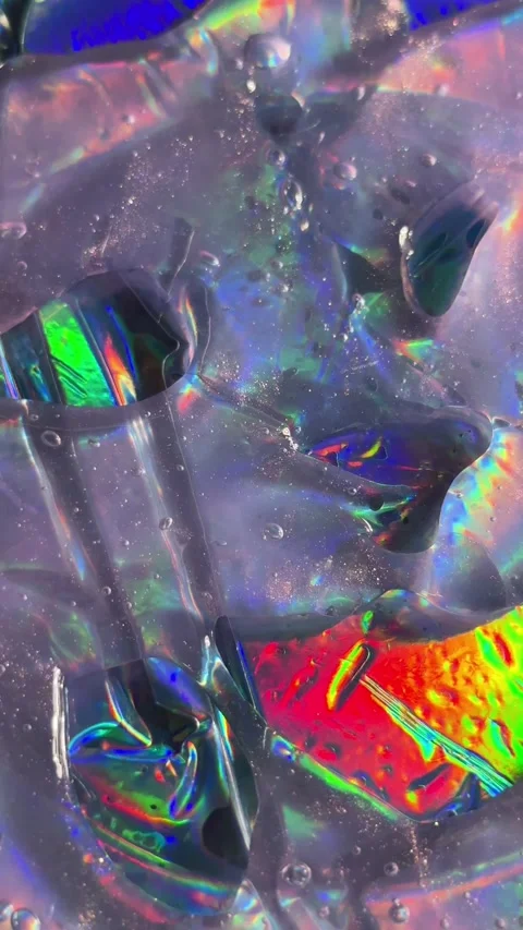 025_Iridescent gel texture with bubbles.mp4 Stock Footage 342546416