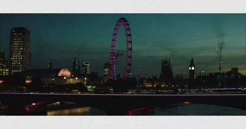 026 Twilight Ariel View over the River Thames towards Waterloo Bridge Beaut.. Stockbeeldmateriaal 321402204