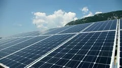 Solar panels with nature background