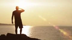 Sunet Beach Man silhouette Opportunity Looking Walking Rocks