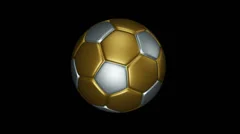3D Metallic Soccer Ball - Spinning Loop - Alpha Channel