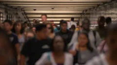 Commuters Walking through Subway Tunnel - People New Yorkers Slow Motion NYC
