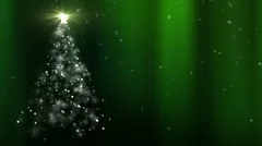 Green Christmas Tree with Beatiful Snowflakes in Background