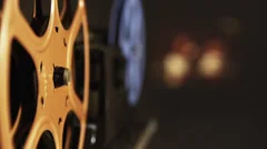 8mm Film Projector plays old movie - DOF blur