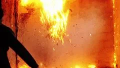 Man Throwing Molotov Cocktail Slow Motion Explosion Wall