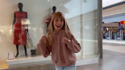 03 dancing child fun mall fun smile video Stock Footage 247051432
