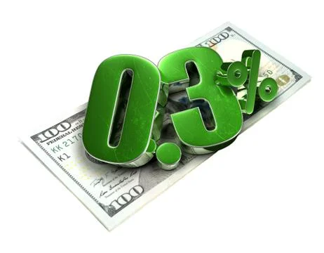 0.3 Percent 3d rendering on white background.(with Clipping Path). Stock Illustration