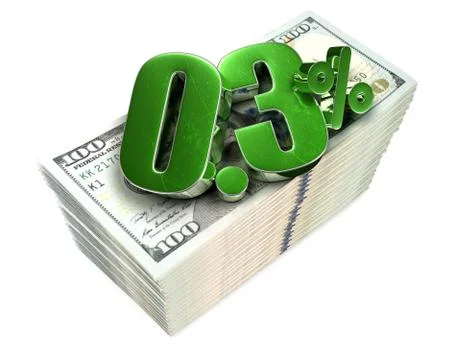 0.3 Percent 3d rendering on white background.(with Clipping Path). Stock Illustration