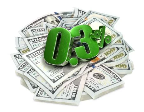 0.3 Percent 3d rendering on white background.(with Clipping Path). Stock Illustration