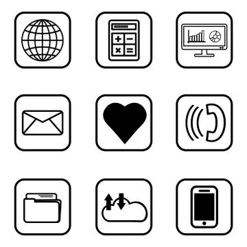 03 Services icons  set on white background. Stock Illustration
