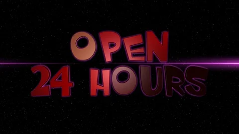 03 Text Animation with Graphics Effect Neon Open 24 Hours Stockbeeldmateriaal 128205782