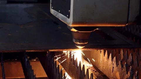 030 cutting sheet metal on a laser cnc machine Stock Footage 155306635