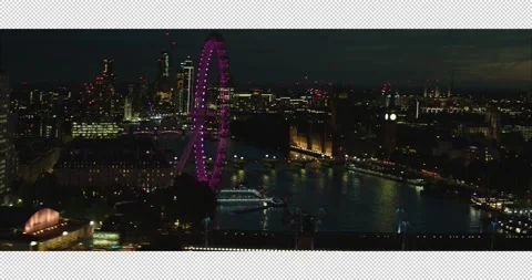 030 POV Wide Twilight Ariel View over the River Thames towards Waterloo Bri.. Stockbeeldmateriaal 321404053