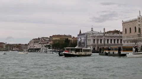 0304 Venice, traffic in front of St Mark's Square, rainy day Stock Footage 36775958