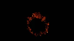 burning circle, ring of fire and flames, seamless loop with alpha
