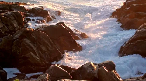 0307 Waves and rocks Stock Footage 35479045
