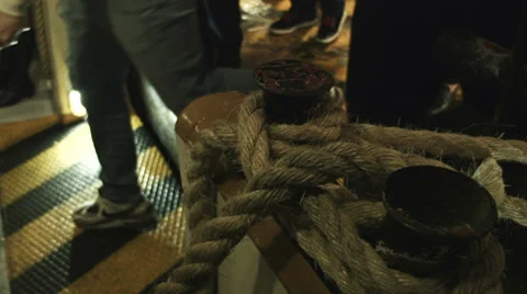 0308 Sailor working on a cable in a boat in Venice Stock Footage 36780104