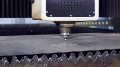 031 cutting sheet metal on a laser cnc machine Stock Footage 155306590