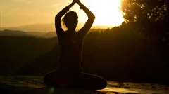 woman yoga meditation peace pose sunset exercise spiritual