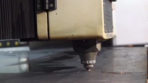 032 cutting sheet metal on a laser cnc machine Stock Footage 155306816