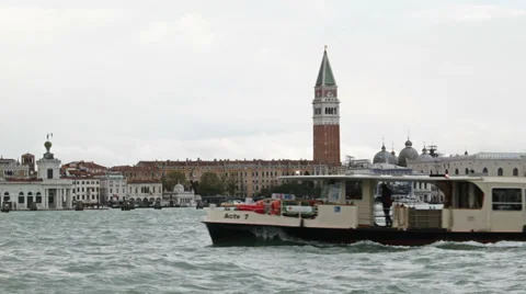 0326 Venice, traffic in front of St Mark's Square, rainy day Stock Footage 36969467