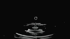 Slow motion water drip, black background