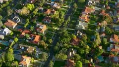 Aerial shot of Hollywood California neighborhood