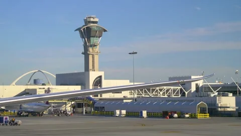 03/30/2024.View of the Extremely Long Wing of a Stationed Airplane Stock Footage 288341341