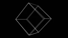 Transparent Cube Rotating in different Angles on a Black background