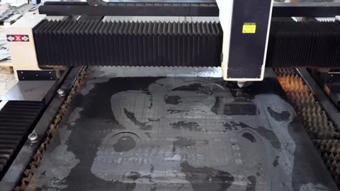034 cutting sheet metal on a laser cnc machine Stock Footage 155306953